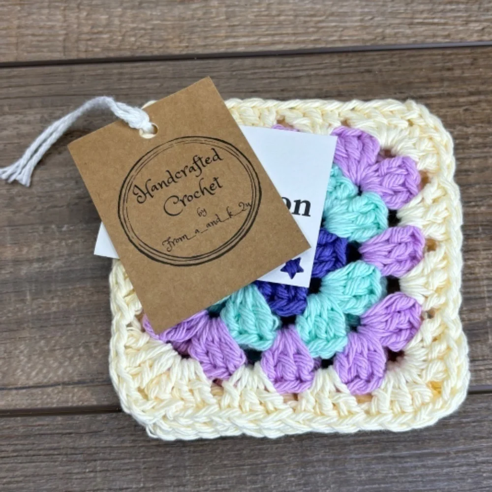 Granny Square Cup Mug Coasters Set of 4 Handcrafted Crochet‎ Cotton